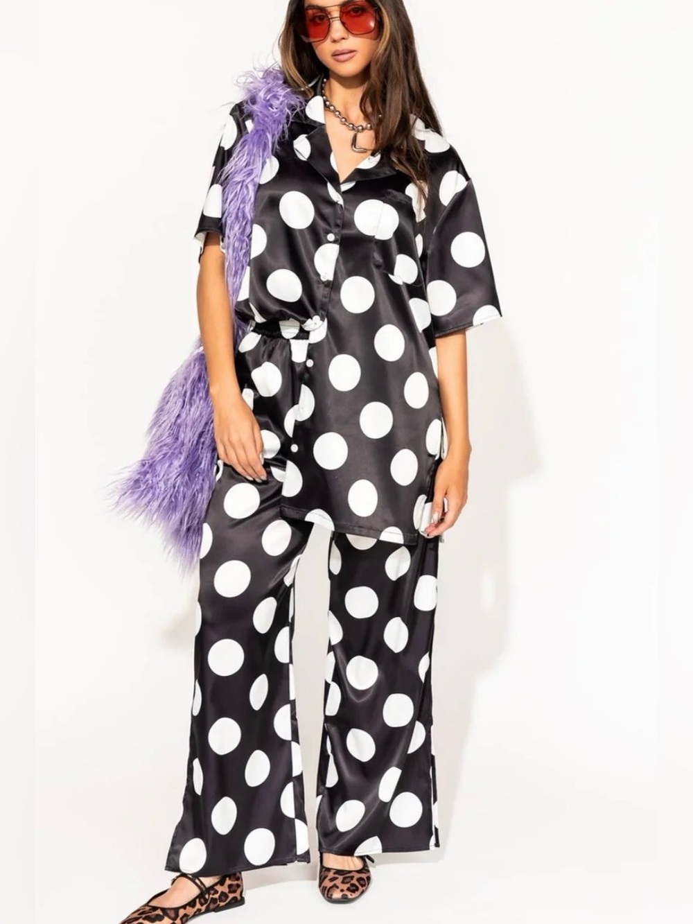 Dressed in Lala Dream So Big Satin Set in Classic Polka Dot - Picture 8 of 8